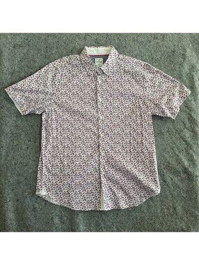 Society of Threads XL Floral Shirt Mens Slim Fit Stretch Short Sleeve Button Up
